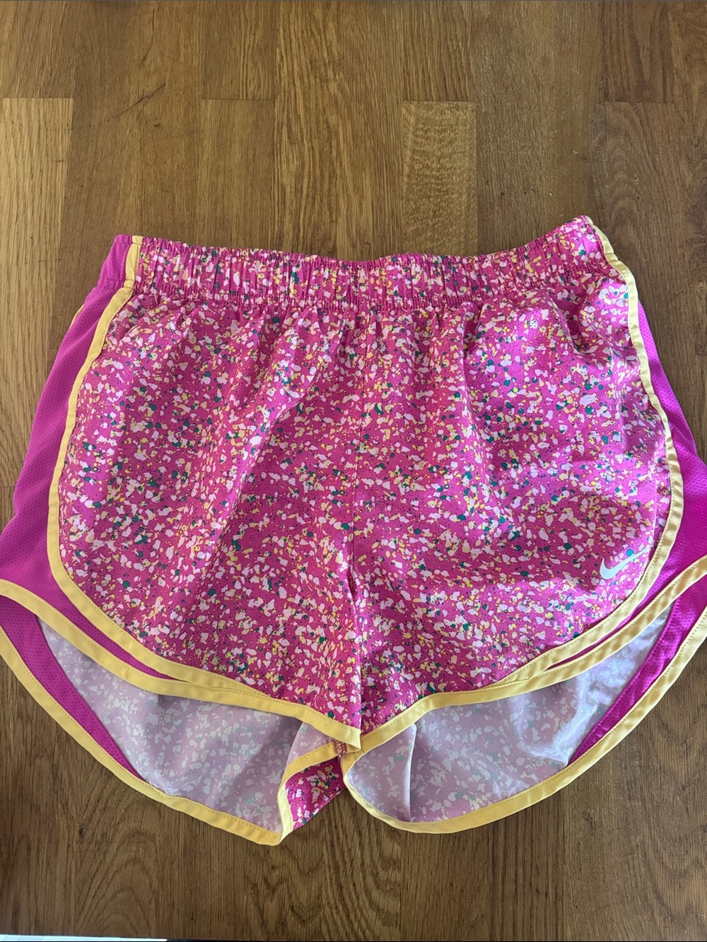 Nike Women's Pink Splatter Pattern Athletic Shorts